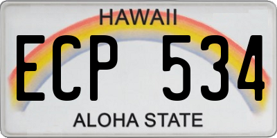 HI license plate ECP534