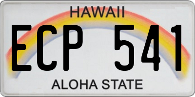 HI license plate ECP541