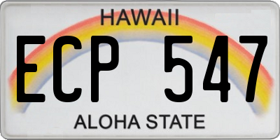 HI license plate ECP547