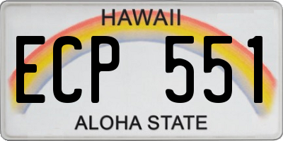 HI license plate ECP551