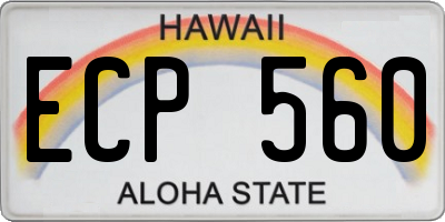 HI license plate ECP560