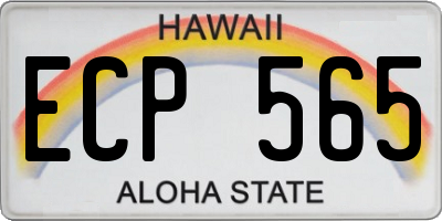 HI license plate ECP565
