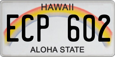 HI license plate ECP602