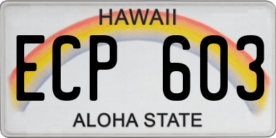 HI license plate ECP603