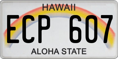 HI license plate ECP607