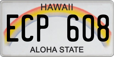 HI license plate ECP608