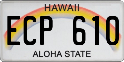 HI license plate ECP610