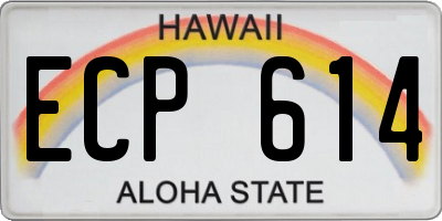 HI license plate ECP614
