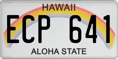 HI license plate ECP641