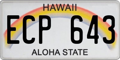 HI license plate ECP643