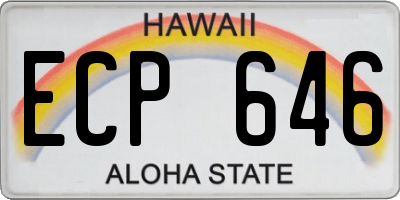 HI license plate ECP646