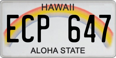 HI license plate ECP647