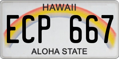 HI license plate ECP667