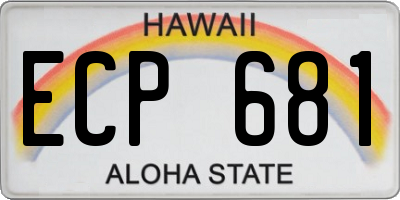 HI license plate ECP681