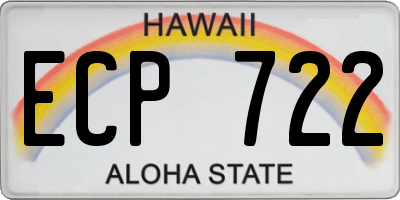 HI license plate ECP722