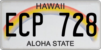 HI license plate ECP728