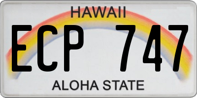 HI license plate ECP747