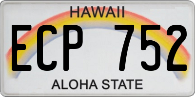 HI license plate ECP752