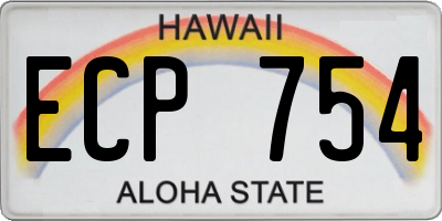 HI license plate ECP754