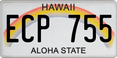HI license plate ECP755