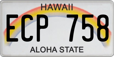 HI license plate ECP758