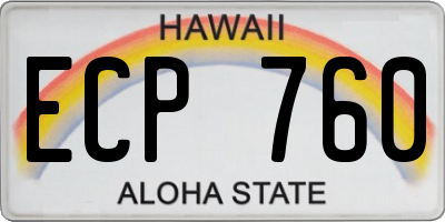 HI license plate ECP760