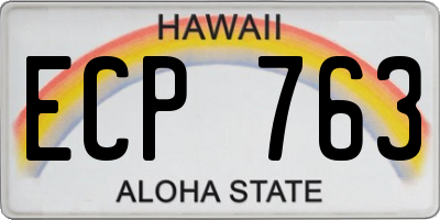 HI license plate ECP763