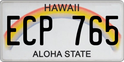 HI license plate ECP765