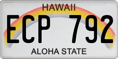 HI license plate ECP792