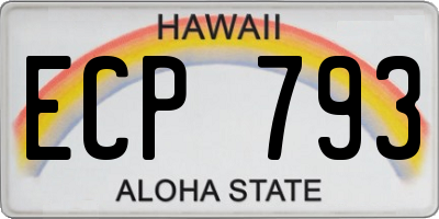 HI license plate ECP793