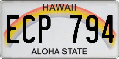 HI license plate ECP794