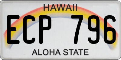 HI license plate ECP796