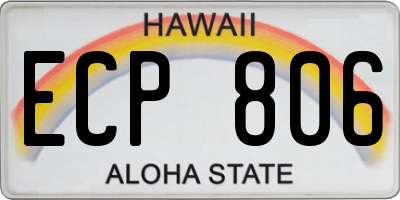 HI license plate ECP806