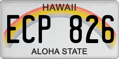 HI license plate ECP826