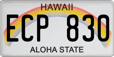 HI license plate ECP830