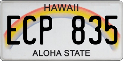HI license plate ECP835