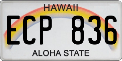 HI license plate ECP836