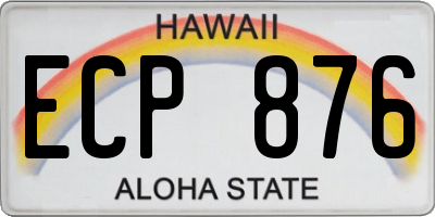 HI license plate ECP876