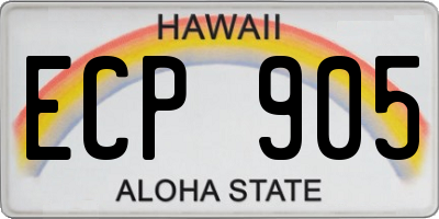 HI license plate ECP905