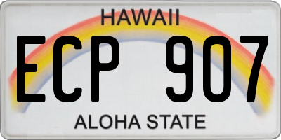 HI license plate ECP907