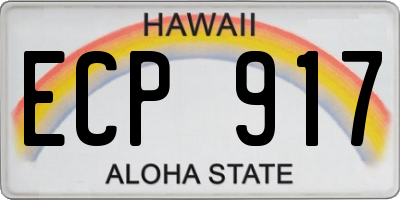 HI license plate ECP917