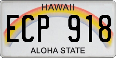 HI license plate ECP918