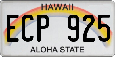 HI license plate ECP925