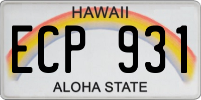 HI license plate ECP931