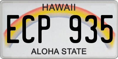 HI license plate ECP935