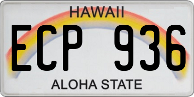 HI license plate ECP936
