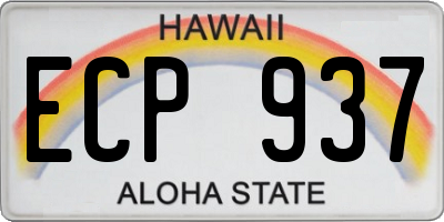 HI license plate ECP937