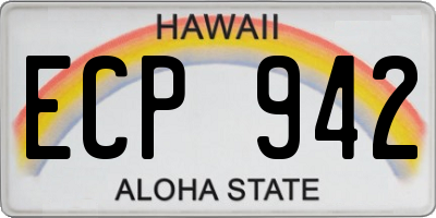 HI license plate ECP942