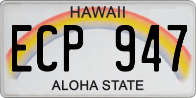 HI license plate ECP947