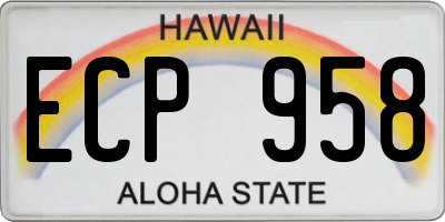 HI license plate ECP958